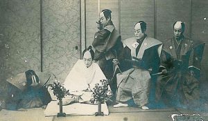 Samurais in feudal Japan following the Bushido virtues