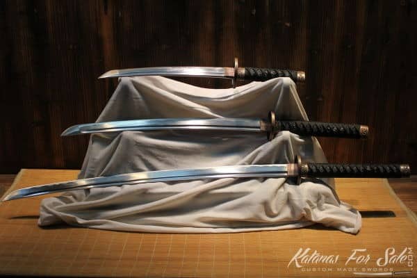 1060 Carbon Steel Katana Wakizashi Tanto Sword Set